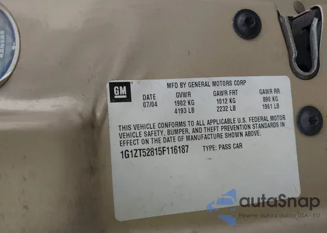 2005 Chevrolet Malibu Ls из США, поврежденный, VIN 1G1ZT52815F116187